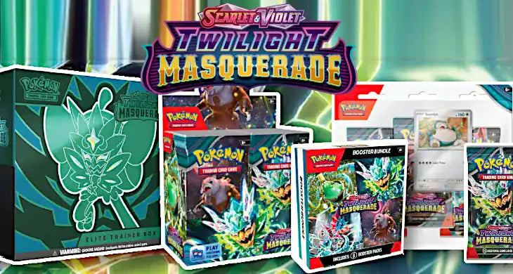 Colección Pokémon Scarlet & Violet Twilight Masquerade con Caja de Entrenador Élite, booster packs y packs especiales