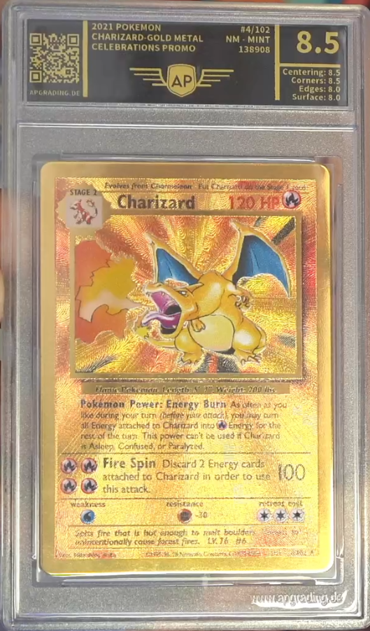 POKEMILLON Segunda Mano AP 8.5 | Charizard Metal Card (CEL BS 4) Celebration 25th Inglés 2022