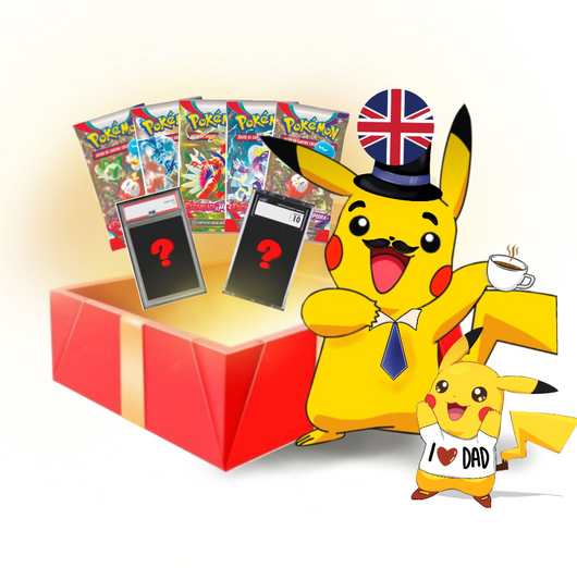 Caja Regalo Día del Padre | Carta PSA 10 o CGC 10 + 5 Sobres de Pokémon TCG | Santo Packs