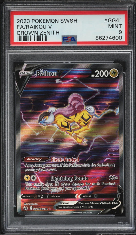 PSA 9 | Pokémon Raikou V (CRZ GG41) Crown Zenith Inglés