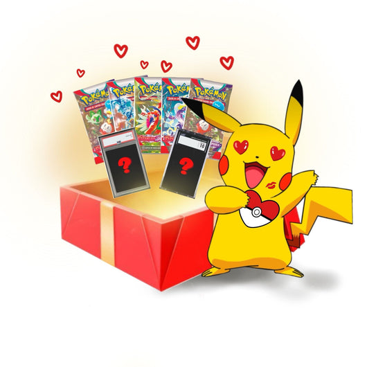 POKEMILLON Segunda Mano Español Caja San Valentín | Carta PSA 10 o CGC 10 + 5 Sobres de Pokémon TCG | Santo Packs