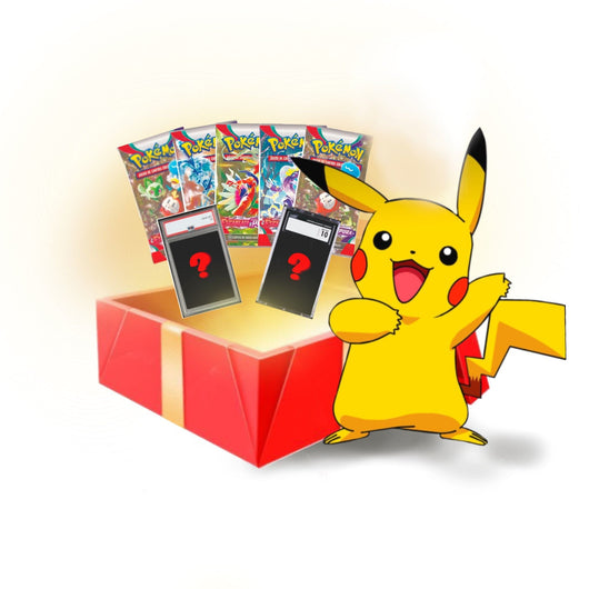 Caja Regalo Día del Padre | Carta PSA 10 o CGC 10 + 5 Sobres de Pokémon TCG | Santo Packs